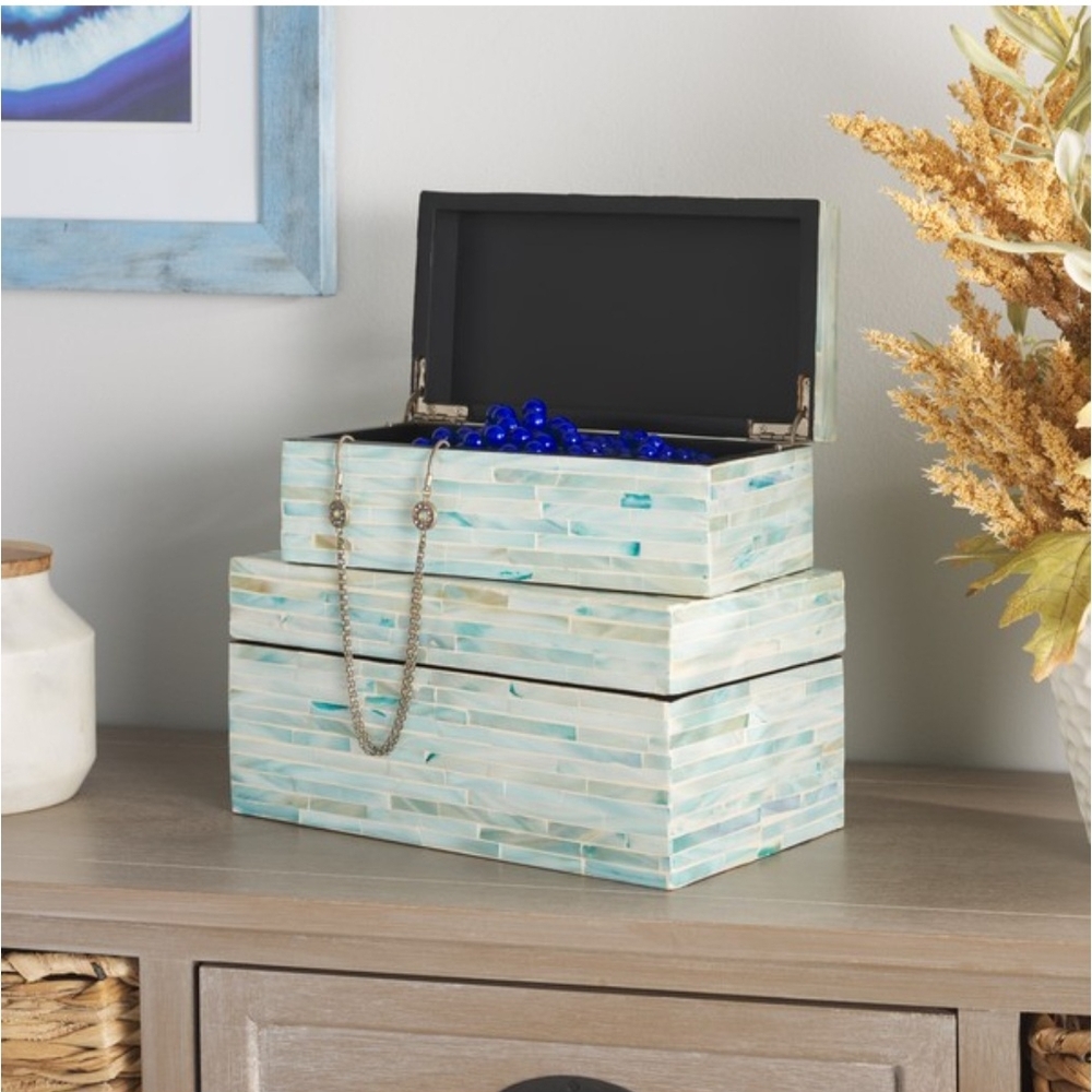 SAFAVIEH Home Collection Home Collection Kallie Blue/Grey Set of 2 Boxes